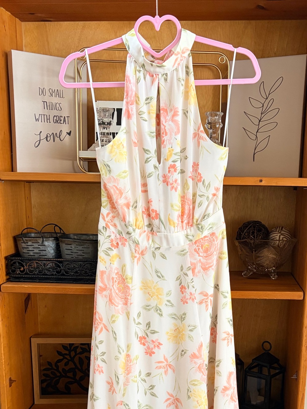 Yumi Kim Floral Halter Maxi Dress Cream Garden Party Cottagecore Boho Size S - Picture 11 of 11